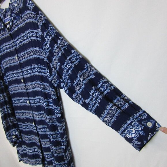 Pendleton Blue Button Up Collared Long Sleeve Shirt Tropical Pattern Conch Shell - Picture 2 of 5